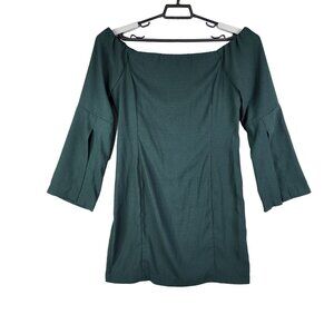 Womens Green Naked Zebra Dress Off-Shoulder Bell Sleeve Size L